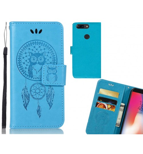 OnePlus 5T Case Embossed leather wallet case owl