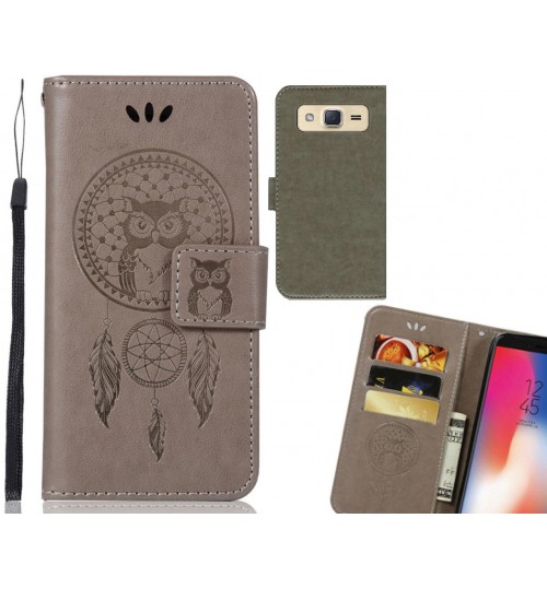 Galaxy J2 Case Embossed leather wallet case owl