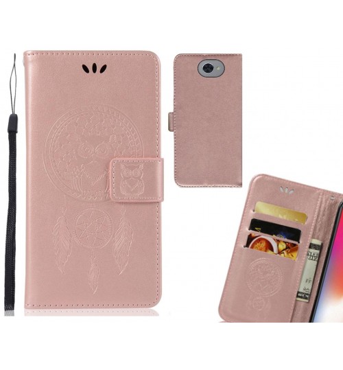 Huawei Y7 Case Embossed leather wallet case owl