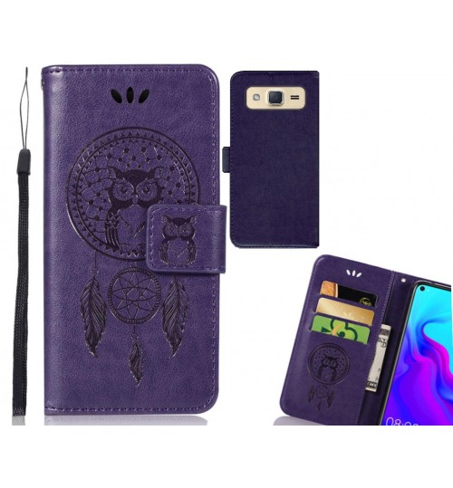 Galaxy J2 Case Embossed leather wallet case owl