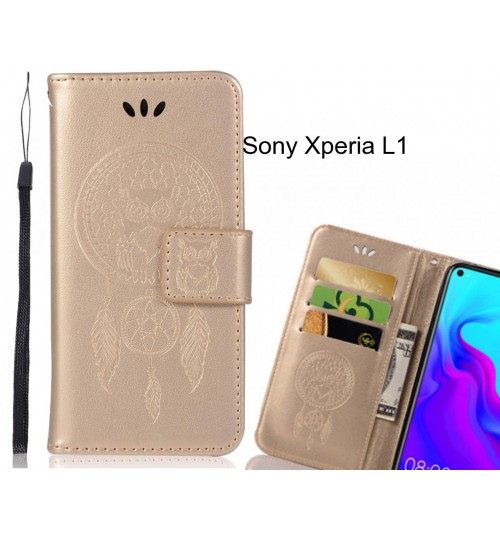 Sony Xperia L1 Case Embossed leather wallet case owl