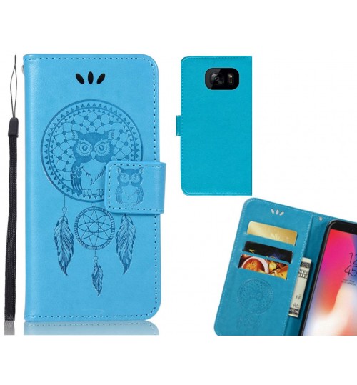 Galaxy S7 edge Case Embossed leather wallet case owl