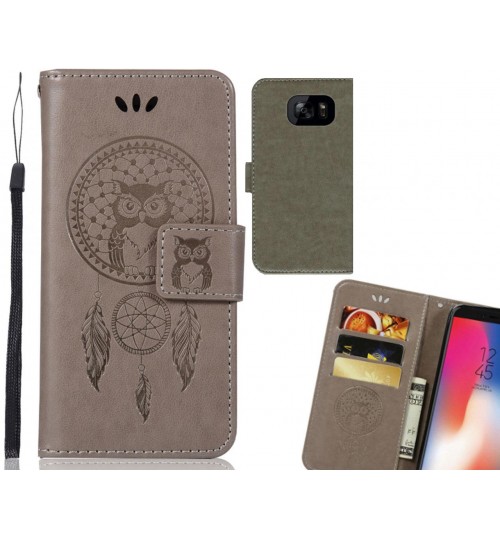 Galaxy S7 edge Case Embossed leather wallet case owl