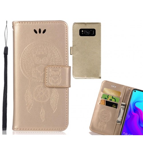 Galaxy S8 Case Embossed leather wallet case owl