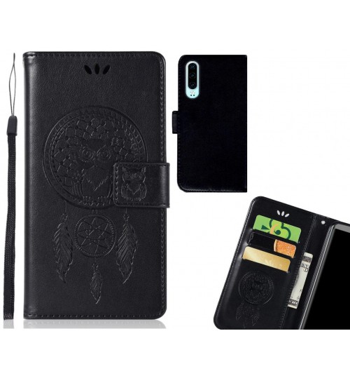 Huawei P30 Case Embossed leather wallet case owl