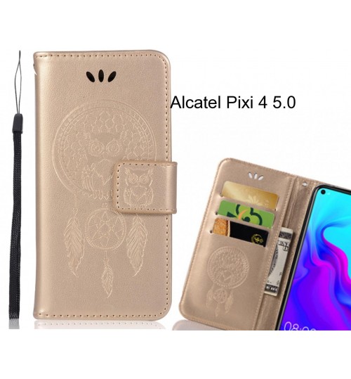 Alcatel Pixi 4 5.0 Case Embossed leather wallet case owl