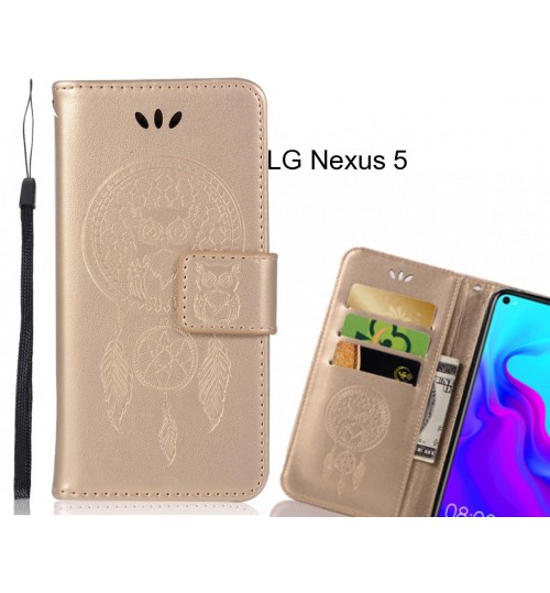 LG Nexus 5 Case Embossed leather wallet case owl