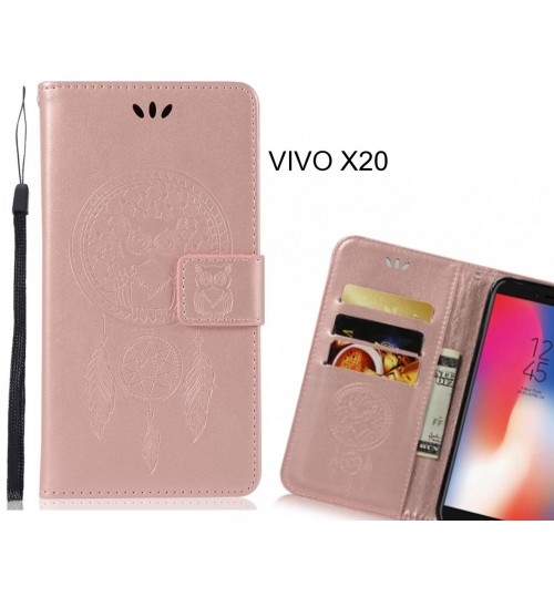VIVO X20 Case Embossed leather wallet case owl