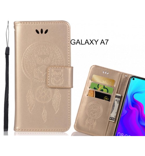 GALAXY A7 Case Embossed leather wallet case owl