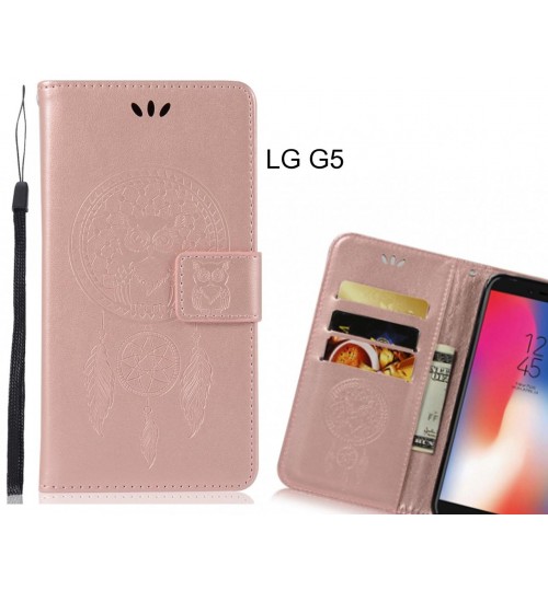 LG G5 Case Embossed leather wallet case owl