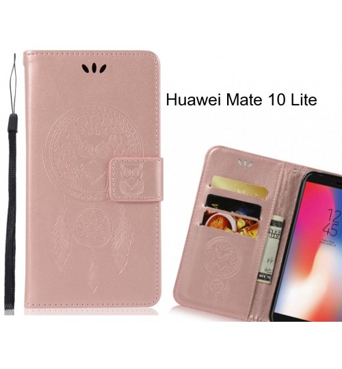 Huawei Mate 10 Lite Case Embossed leather wallet case owl