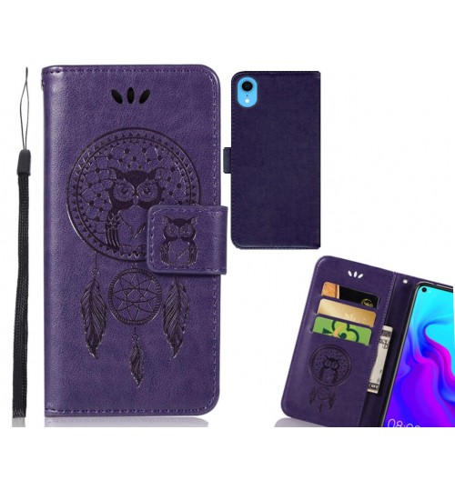 iPhone XR Case Embossed leather wallet case owl