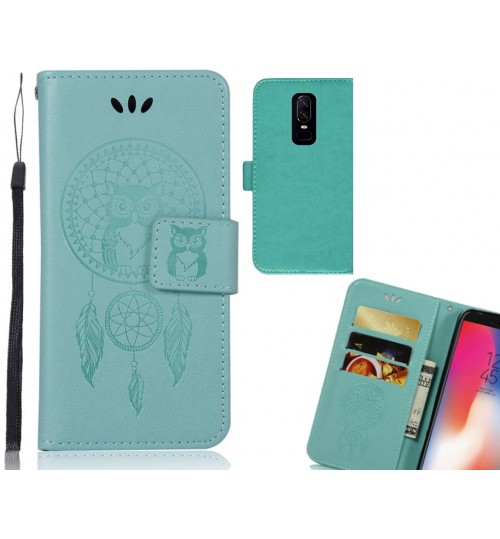 OnePlus 6 Case Embossed leather wallet case owl