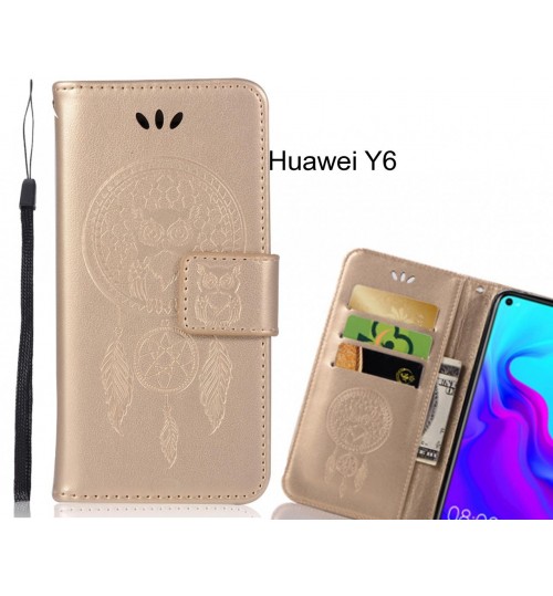 Huawei Y6 Case Embossed leather wallet case owl