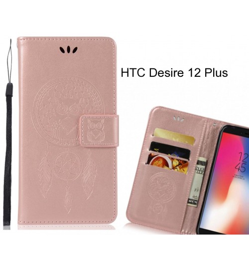 HTC Desire 12 Plus Case Embossed leather wallet case owl