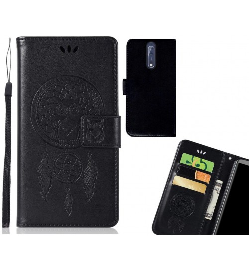 NOKIA 8 Case Embossed leather wallet case owl