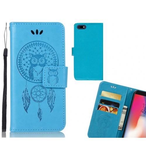 Huawei Y5 Prime 2018 Case Embossed leather wallet case owl