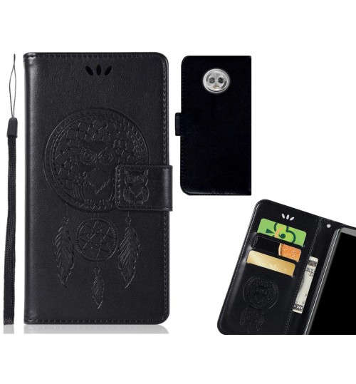 MOTO G6 Case Embossed leather wallet case owl