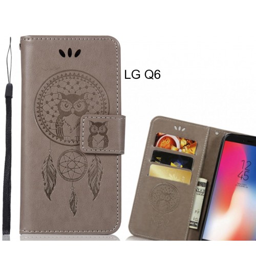LG Q6 Case Embossed leather wallet case owl