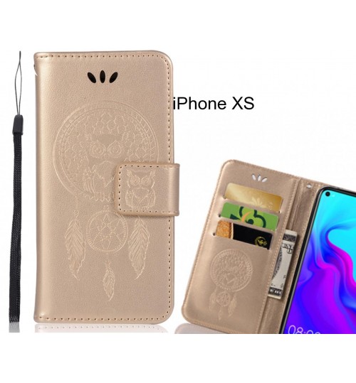 iPhone XS Case Embossed leather wallet case owl