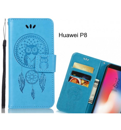 Huawei P8 Case Embossed leather wallet case owl