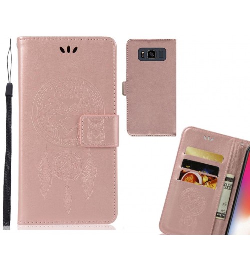 Galaxy S8 Active Case Embossed leather wallet case owl