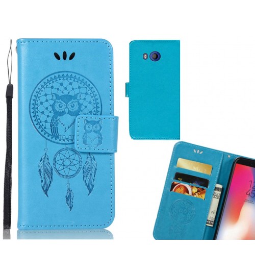 HTC U11 Case Embossed leather wallet case owl