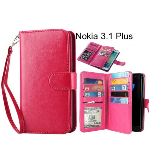 Nokia 3.1 Plus case Double Wallet leather case 9 Card Slots