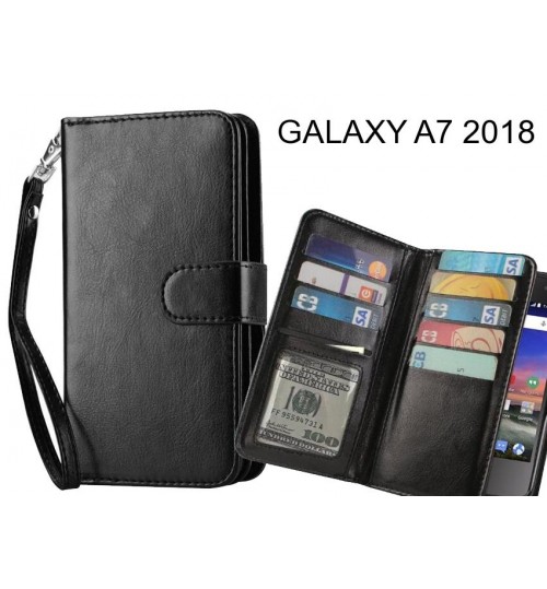 GALAXY A7 2018 case Double Wallet leather case 9 Card Slots