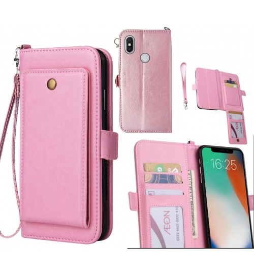 Xiaomi Redmi S2 Case Retro Leather Wallet Case - Pink