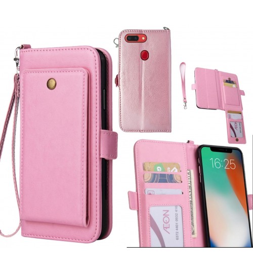Oppo R15 Pro Case Retro Leather Wallet Case - Pink