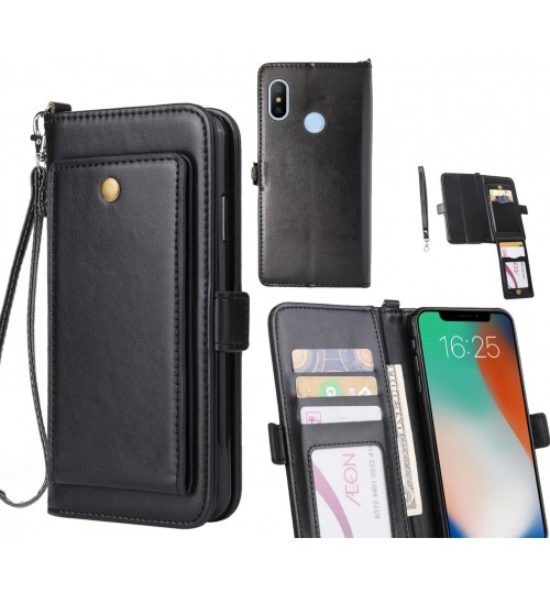 Xiaomi Mi A2 Case Retro Leather Wallet Case - Black