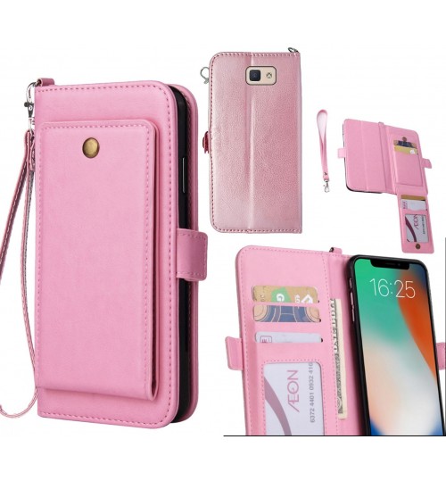 Galaxy J5 Prime Case Retro Leather Wallet Case - Pink