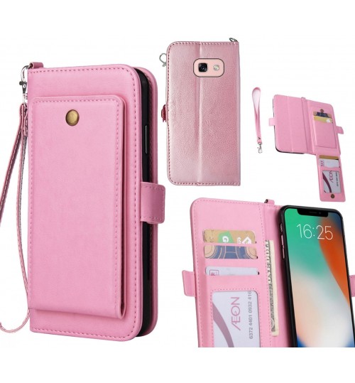 Galaxy A3 2017 Case Retro Leather Wallet Case - Pink