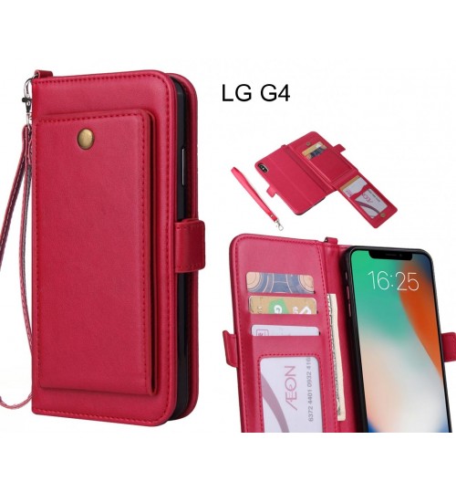 Lg G4 Case Retro Leather Wallet Case - Hot Pink