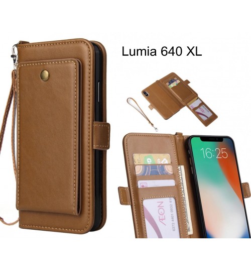 Lumia 640 Xl Case Retro Leather Wallet Case - Brown