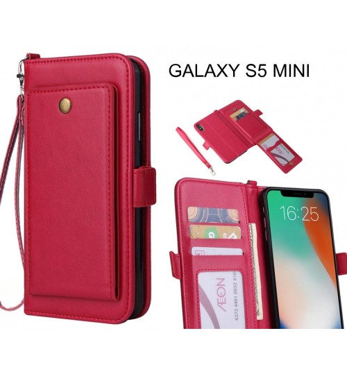 Galaxy S5 Mini Case Retro Leather Wallet Case - Hot Pink