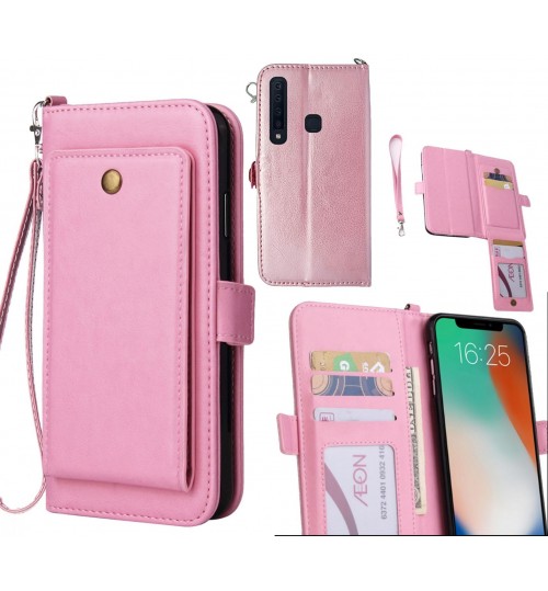 Galaxy A9 2018 Case Retro Leather Wallet Case - Pink