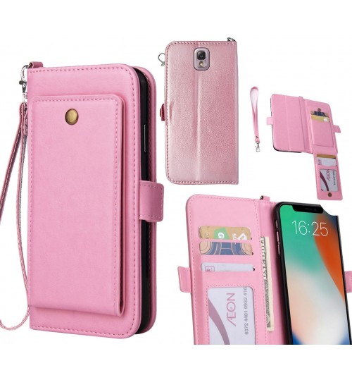 Galaxy Note 3 Case Retro Leather Wallet Case - Pink
