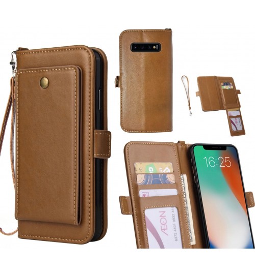 Galaxy S10 PLUS Case Retro Leather Wallet Case