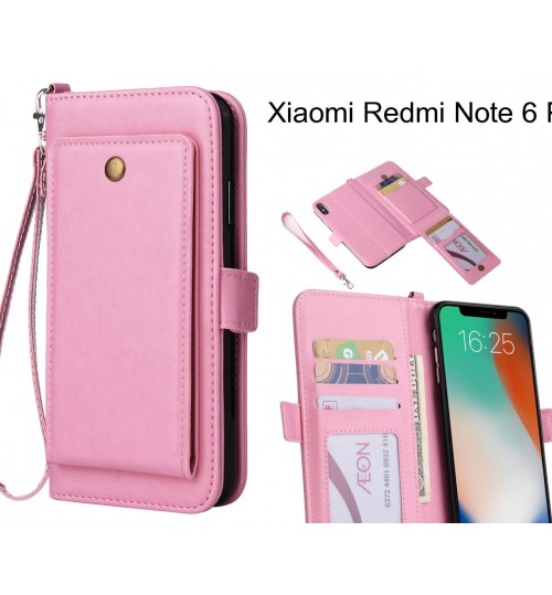 Xiaomi Redmi Note 6 Pro Case Retro Leather Wallet Case - Pink