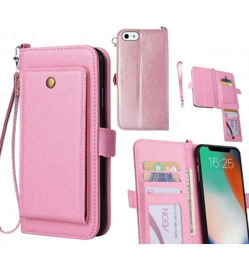 Iphone 5 Case Retro Leather Wallet Case - Pink