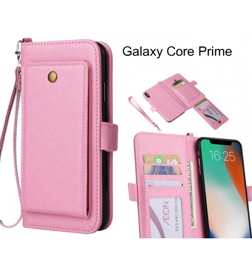 Galaxy Core Prime Case Retro Leather Wallet Case - Pink