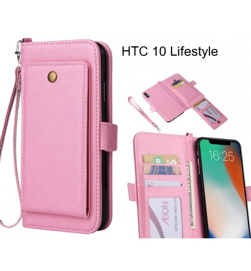 Htc 10 Lifestyle Case Retro Leather Wallet Case - Pink