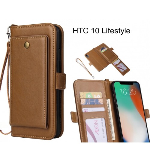 Htc 10 Lifestyle Case Retro Leather Wallet Case - Brown