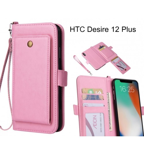 Htc Desire 12 Plus Case Retro Leather Wallet Case - Pink