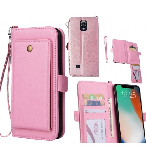 Galaxy S4 Case Retro Leather Wallet Case - Pink