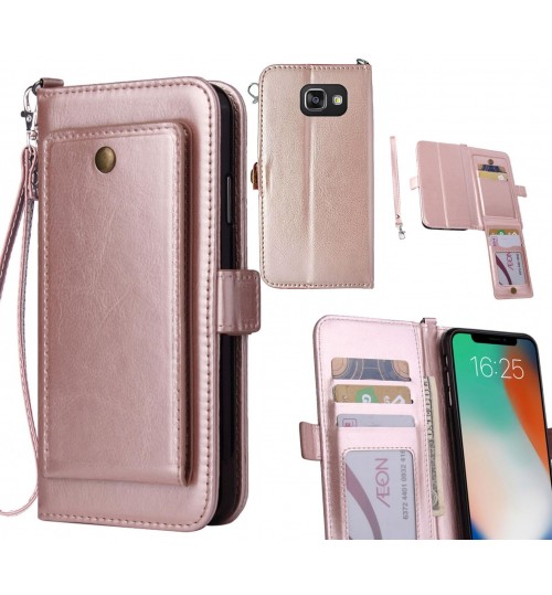 Galaxy A3 2016 Case Retro Leather Wallet Case - Rose Gold