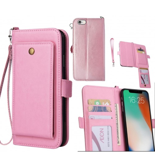 Iphone 6s Plus Case Retro Leather Wallet Case - Pink