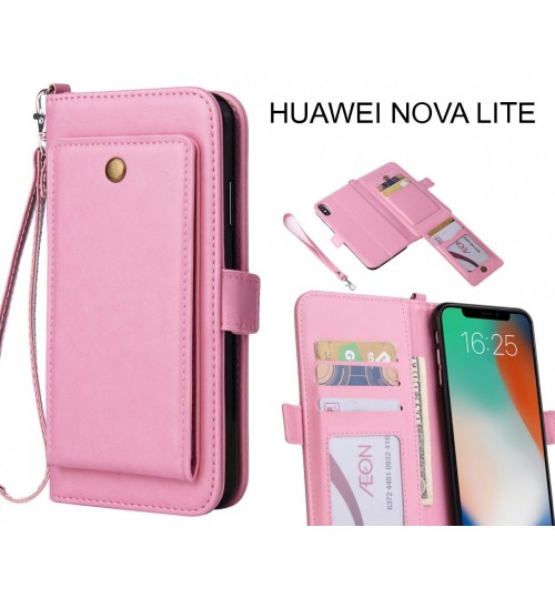 Huawei Nova Lite Case Retro Leather Wallet Case - Pink